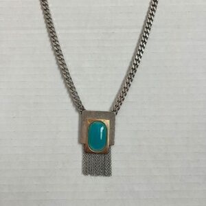 Jewelmint Lunar Blue Retro Modern Vintage Boho Signed Silver Choker Necklace